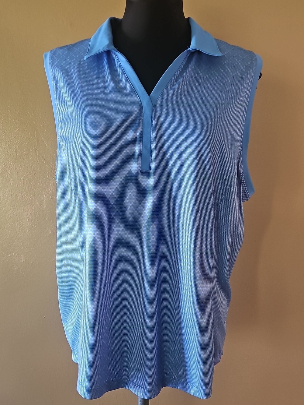 Lady Hagen Blue Diamond Print Sleeveless Collared Golf Polo Top Women's Size XL